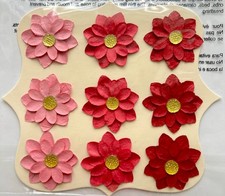   Layered PAPER FLOWER STICKERS daisy sparkle gem Embellishment Pink Red Yellow