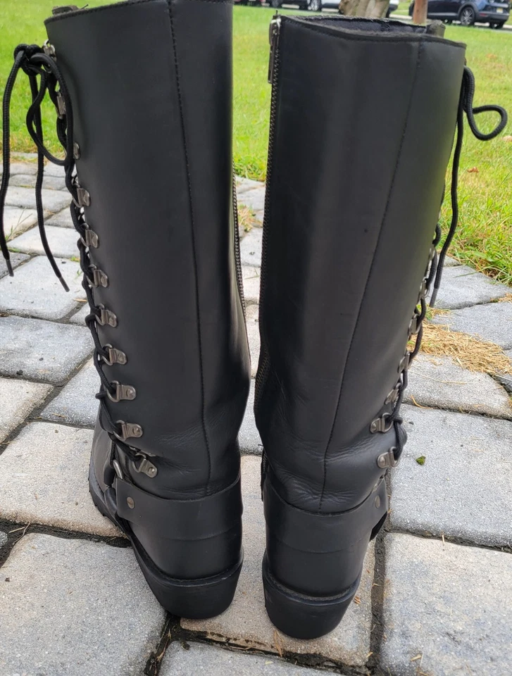 Botas Z1R Savage Talla 10 Motocicleta Cuero Con Cordones Mujeres Botas de Montar Alto Motociclista Foto 4 de 4