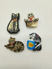 Resin Cat Button Covers Set of 4 Vintage 90's