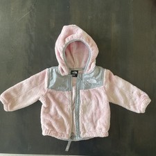 NORTH FACE Kids Oso Fleece Jacket Baby 3-6M Pink And Grey Full Zip