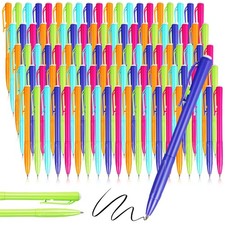 100 Pcs Ballpoint Pens Bulk Black Ink Pens 1mm, Pastel, Novel Style