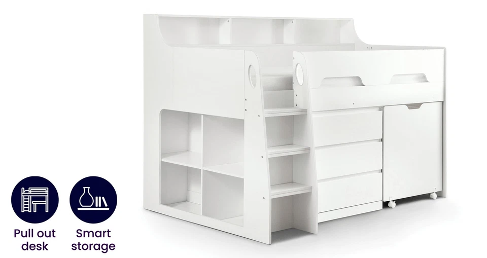 DFS Odie White Mid Sleeper Bed with Pull-Out Desk RRP £599