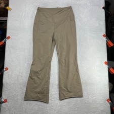 Women's Flare Yoga Pants Tan Brown High Rise Crossover Waist Athleisure - 30x26