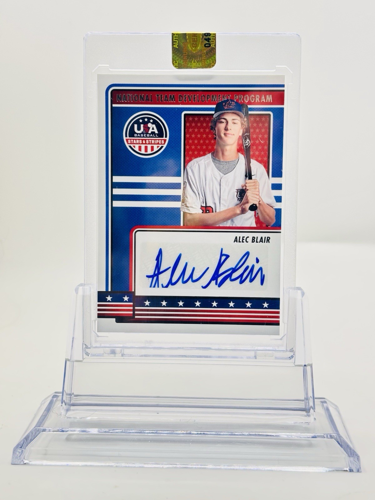 2023 Panini USA Baseball Stars & Stripes Blue Alec Blair #NTDP-AB Auto 0hr