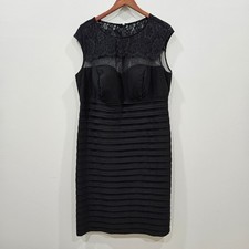 Xscape Womens Sheath Dress 18W Black Pleated Lace Whimsygoth Cottagecore Y2K