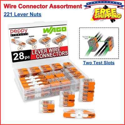 WAGO 221 Lever Nuts 28pc Compact Splicing Wire Connector Assortment with Case