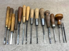 Lot Of 13 Assorted VTG Wood Carving Chisels Dastra Buck Old Used Gunsmith Tools