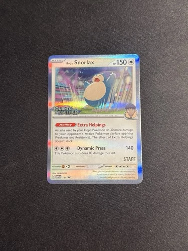 Hops Snorlax 184/167 Staff Prerelease Promo Journey Together Pokemon Card