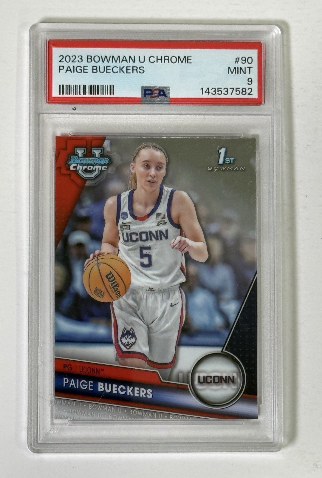 2023 Bowman U Chrome #90 Paige Bueckers WNBA DALLAS WINGS UCONN HUSKIES PSA 9