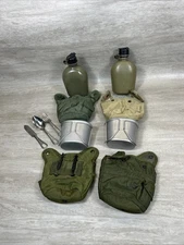 US Military Issue LOT Quart Canteen W/ Pouch LC-2 Green Canteen Cup Utensil