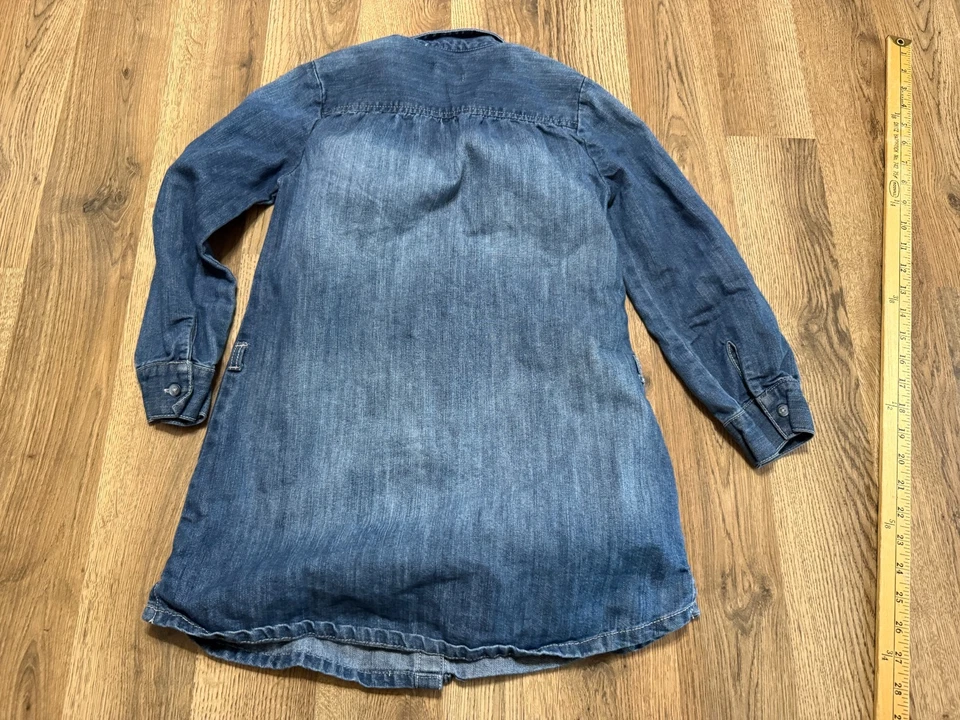 Old Navy Dress, Girl's Size Small, Blue, Long Sleeve Button Up Jean Dress - Image 2 of 4