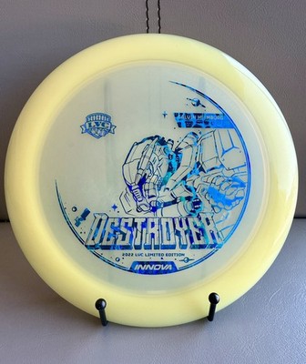 Calvin Heimburg LVC 2022 Innova Destroyer Glow Disc Blue Shatter Stamp Unthrown