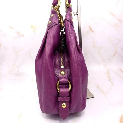 COACH Madison Maggie Shoulder Bag Purple Leather Handbag