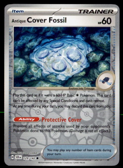 Pokemon - Antique Cover Fossil 129/142 Reverse Holo - Stellar Crown - NM/M - NEW