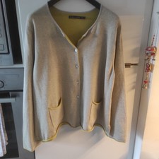 *Gudrun Sjöden* Damenstrickjacke 100% Baumwolle m. Taschen Gr. XXL beige-grün