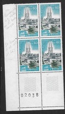 1966 bloc de 4 timbres coin numéroté  Niort N° 1485  Neufs **