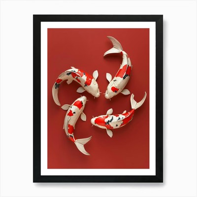 Koi Fisch 13 Kunstdruck gerahmt Wandbild Poster Leinwanddruck Bild