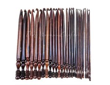 Rosewood Crochet Hook Set  15PCS 3.5MM-25MM  Handmade Wooden Needles  Engra