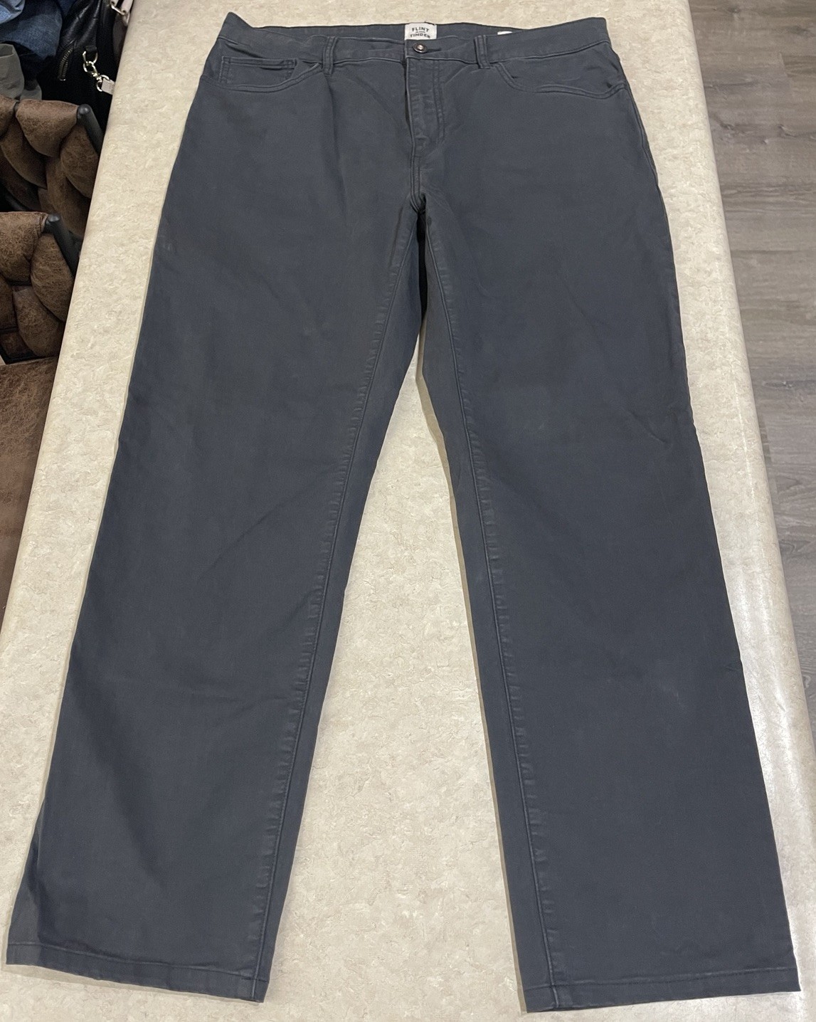 Flint and Tinder Pants Mens 34x30 Gray Straight Fit 5-Pocket Chino Casual Twill