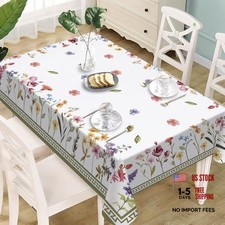 Watercolor Floral Geometric Rectangle Tablecloth 60x84 Inches - Flower