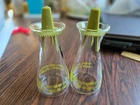 Vintage Pyrex Spring Blossom Green Salt and Pepper Shakers Crazy Daisy Set of 2