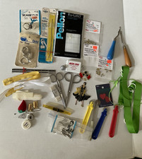 Sewing Notions Lot of 34 Sewing Supplies Patches Tools D Rings Scissors Sew Kit
