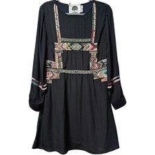 NWT Let Me Be Anthropologie Hand Beaded Silk Black Mini Dress Size Medium $388