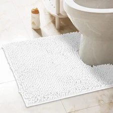 ITSOFT Non-Slip Shaggy Chenille Toilet Contour Bathroom Rug with Water Absorbent