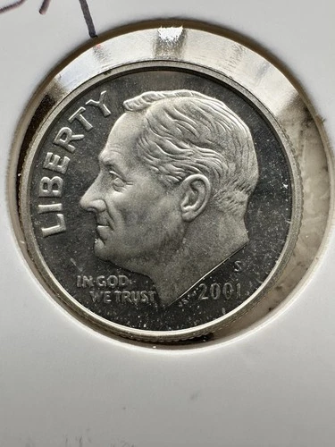 2001 S Silver Proof Roosevelt Dime 10c Ten Cents Album Kept Coin Free Shipping