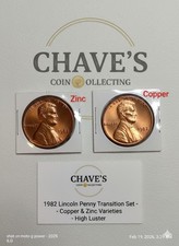 1982 Lincoln Penny Transition Set - Copper & Zinc Varieties - High Luster-Lg Dt