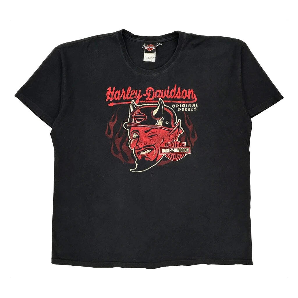 Harley Davidson Graphic T-Shirt - 2XL Black Cotton