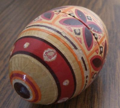 Red Orange And Black Wooden Nesting Egg