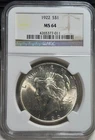 NGC MS 64 - 1922 P Peace Silver Dollar. Light Golden Toning, Die Cracks. A1216.