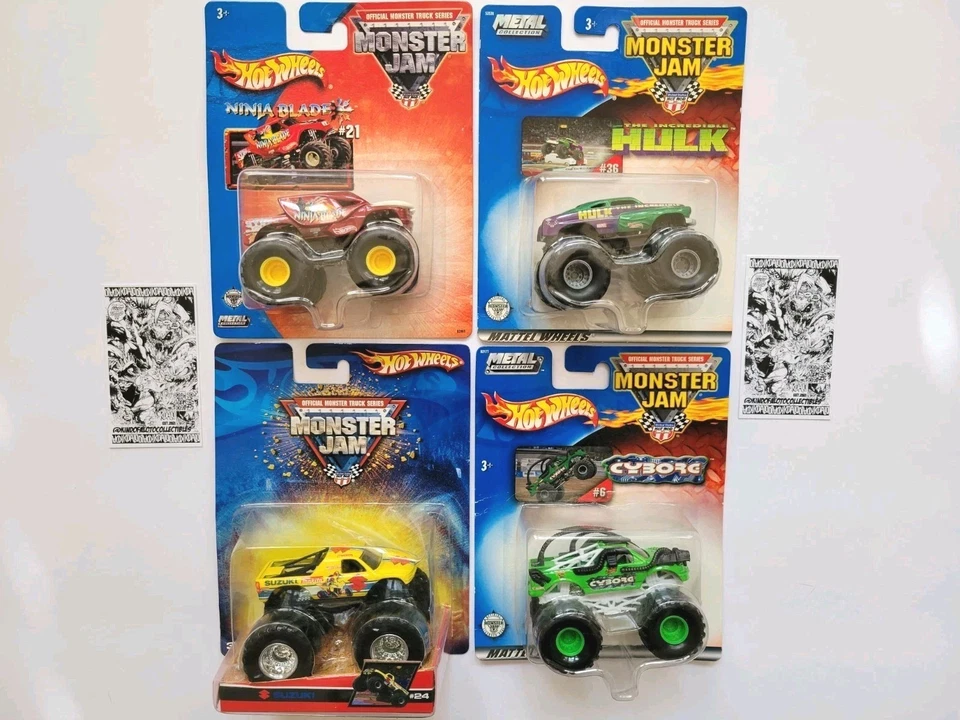 Лот из 4 2002 HULK Ninja лезвие Suzuki киборг Hot Wheels Monster Jam 1:64 HWMJ - Изображение 2 из 4
