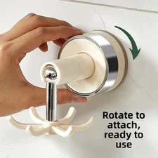 6 Claw Rotating Suction Cup Hook Kitchen Utensil Holder Easy No Drill Install
