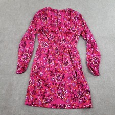 New Maeve Anthropologie Dress Women Small Pink Floral Long Sleeve Mini Faux Wrap