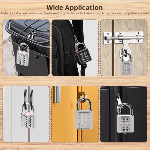 1Pcs 10-Digit Combination Padlock Push Button Lock for Locker Gym, Case, Drawer, - Picture 7 of 7