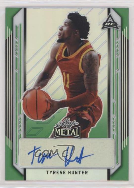 2021-22 Leaf Metal Green Rainbow 4/10 Tyrese Hunter #BA-TH1 Auto