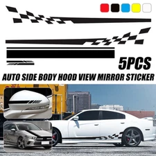 5Pcs Car Truck Van Side Body Long Racing Stripe Decal Sticker Graphics Trim PVC