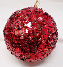 Large Red Glitter 5" Ball Christmas Ornament