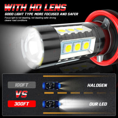 CHUSYYRAY H11/H8 LED Fog Light Bulbs - 6000K Cold White, 50W, For 2009-2016 Toyota Corolla