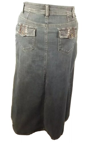 Womens Motto Jean Skirt Size 8 Blue Cotton Blend Long Modesty 2 Rear Pockets - Picture 3 of 12