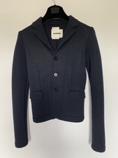 Jil Sander Jacket 36 Uk 10 Navy Wool Blend Stretch Tailored Button Down