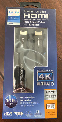 Philips Audio|Video Premium Certified HDMI High Speed Cable With Ethernet 10 Ft.