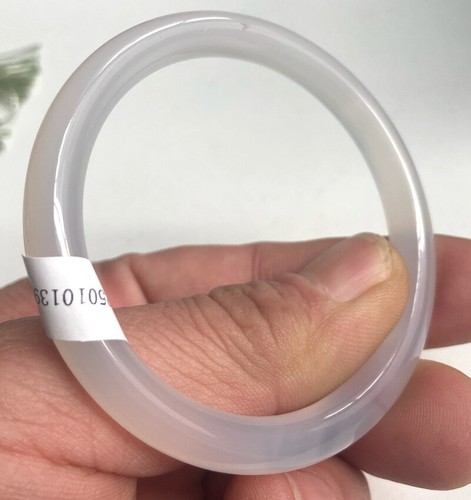 Certified Icy white chalcedony 52.8mm Natural A Jade Bangle Bracelet 3912 - Picture 4 of 4