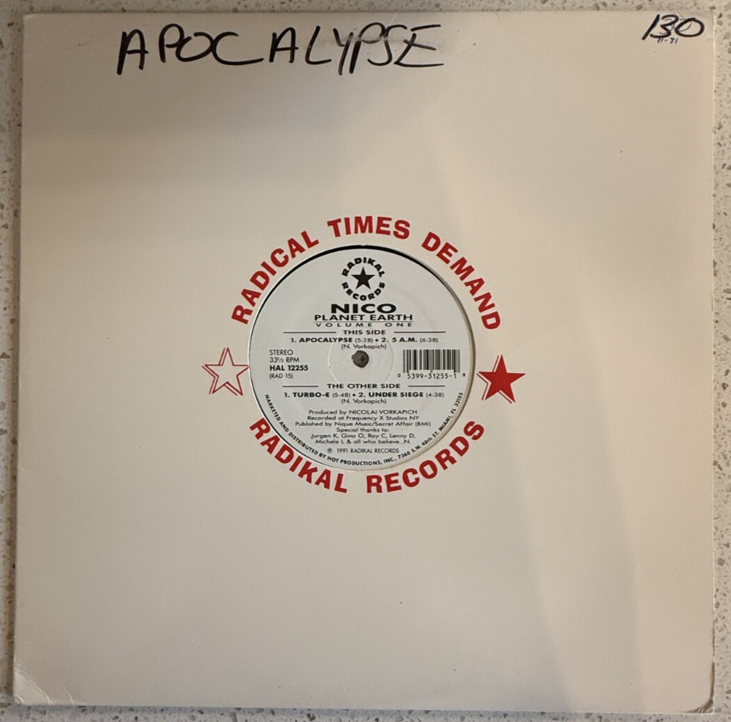 Nico Planet Earth Volume One - Apocalypse b/w Turbo-E, Under Siege (Techno)