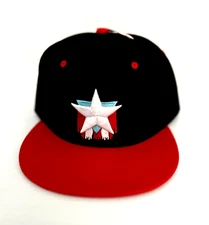 PUERTO RICO PR FLAG WITH STAR EMBROIDERED MEN'S BLACK RED CAP HAT Adjustable ZY