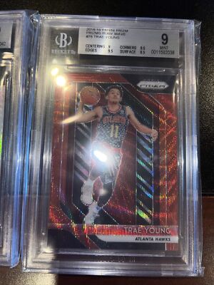 2018-19 panini prizm trae young rc lot 2x hyper red wave bgs