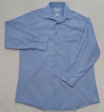 VanHeusen Mens Large L Regular Fit L/S Wrinkle Free Blue Dress Shirt Button Down
