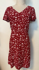 Old Navy Ditsy Floral Dress Women’s small Short Sleeve, smocked back V-neck Red